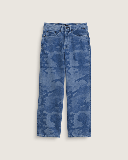 Kids Check-5 Loose Denim Pants in Stonewash Blue | Vans outlet