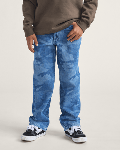 Kids Check-5 Loose Denim Pants in Stonewash Blue | Vans outlet