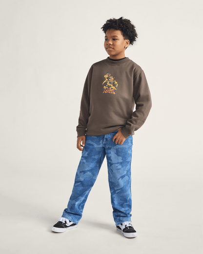 Kids Check-5 Loose Denim Pants in Stonewash Blue | Vans outlet