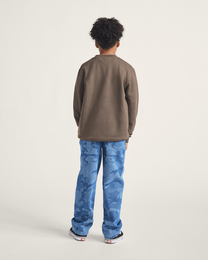 Kids Check-5 Loose Denim Pants in Stonewash Blue | Vans outlet