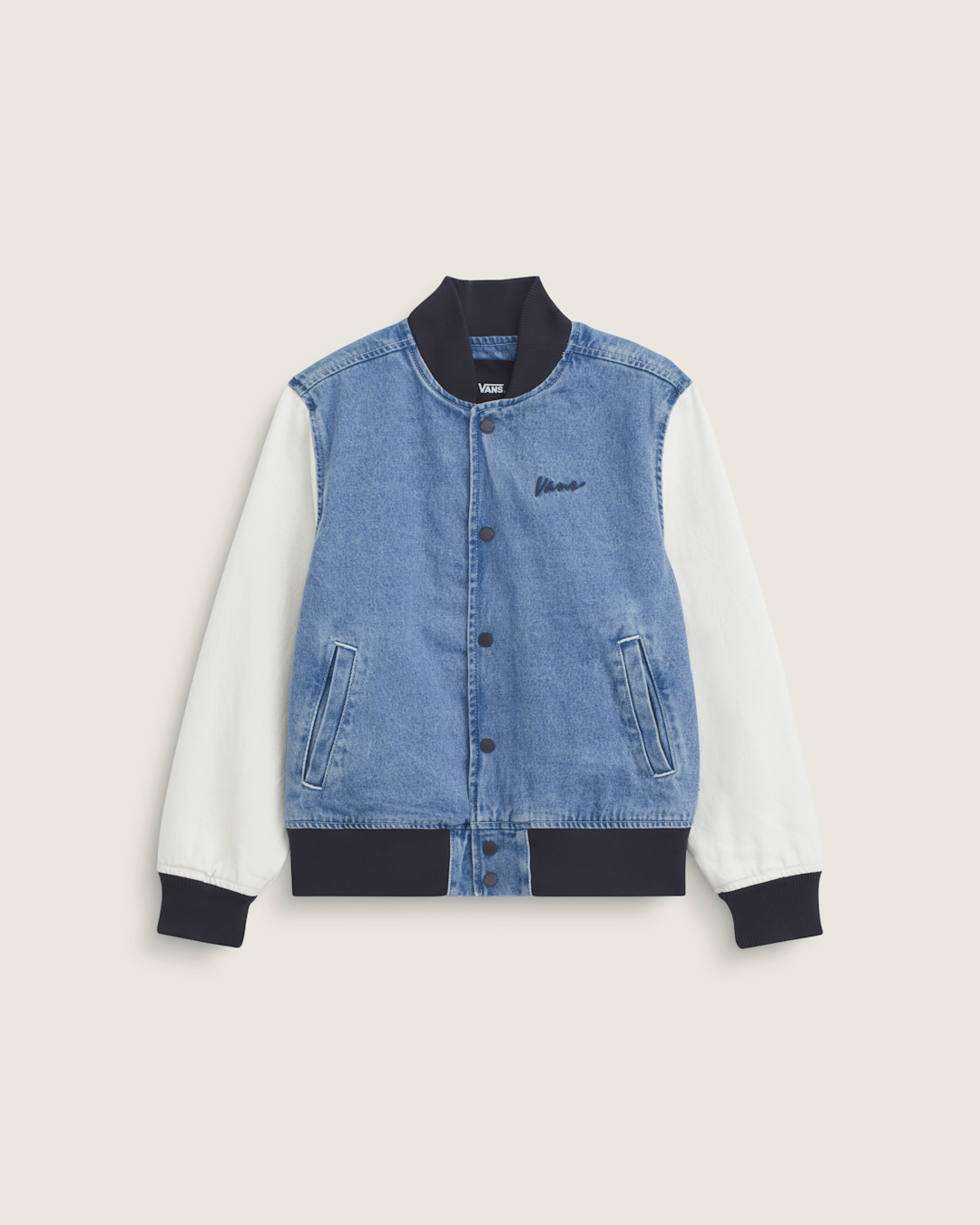 Kids Denim Baseball Jacket in Stonewash Blue | Vans on sale
