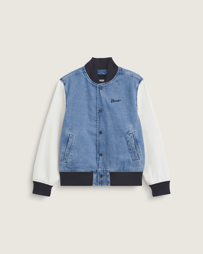 Kids Denim Baseball Jacket in Stonewash Blue | Vans on sale