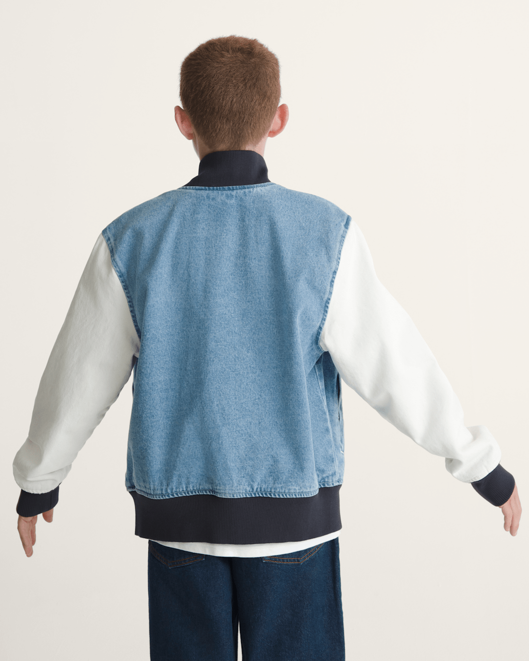 Kids Denim Baseball Jacket in Stonewash Blue | Vans on sale