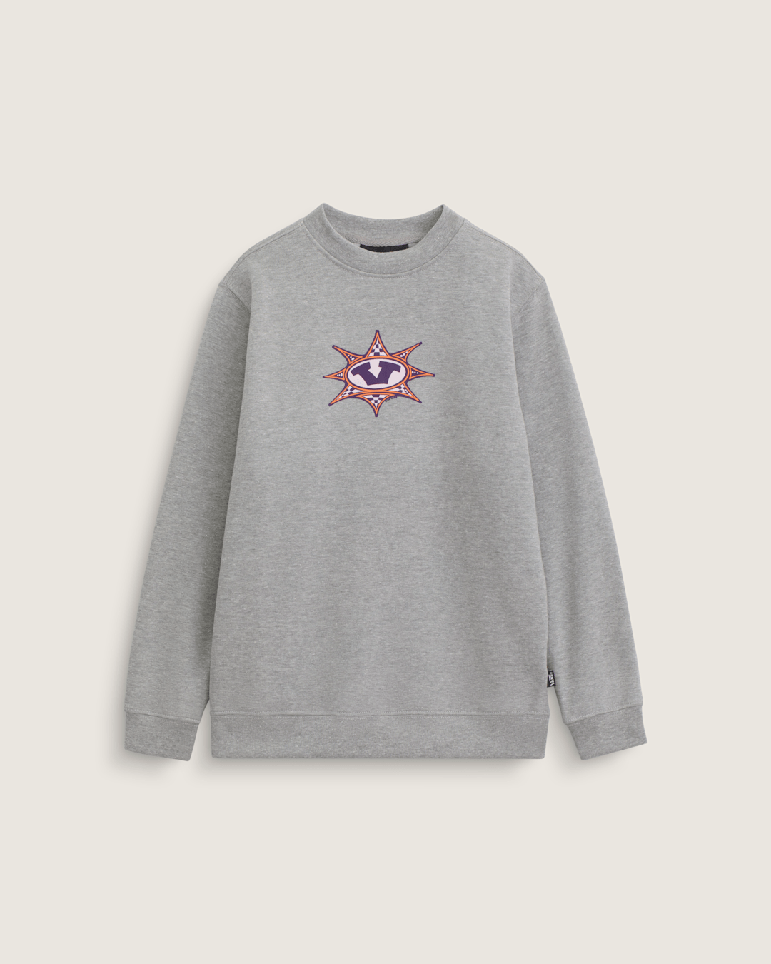 Kids Star Checker Crew Sweatshirt in Cement Heather Grey | Vans discount