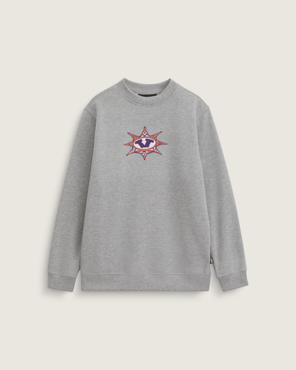 Kids Star Checker Crew Sweatshirt in Cement Heather Grey | Vans discount