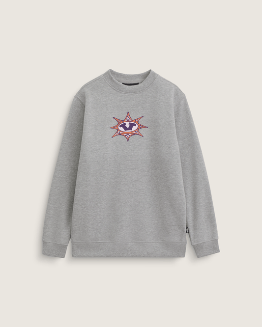 Kids Star Checker Crew Sweatshirt in Cement Heather Grey | Vans discount