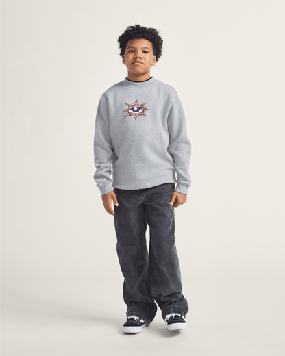Kids Star Checker Crew Sweatshirt in Cement Heather Grey | Vans discount
