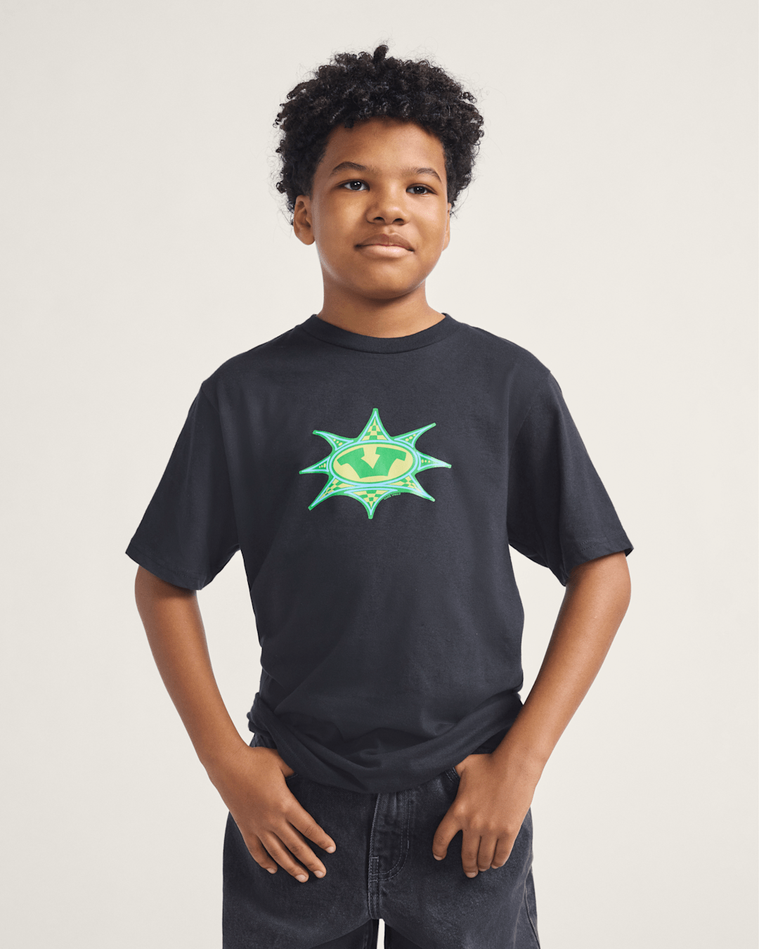 Kids Star Checker T-Shirt in Black | Vans on sale