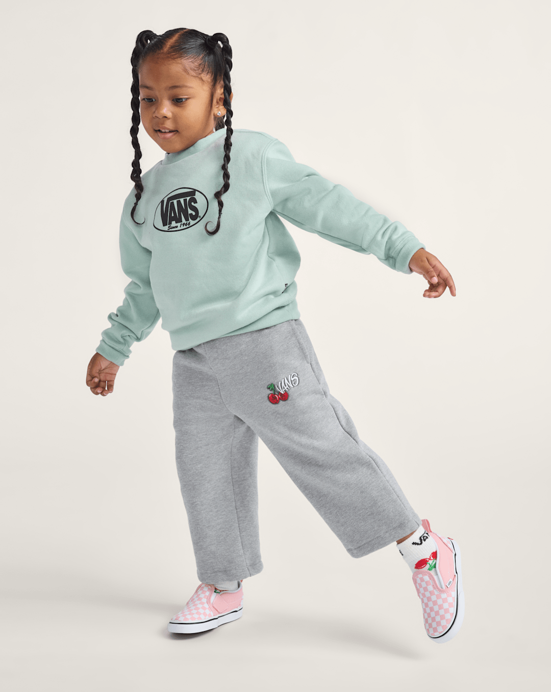 Little Kids Classic Oval Crew Sweatshirt in Grey Olive Green | Vans on sale