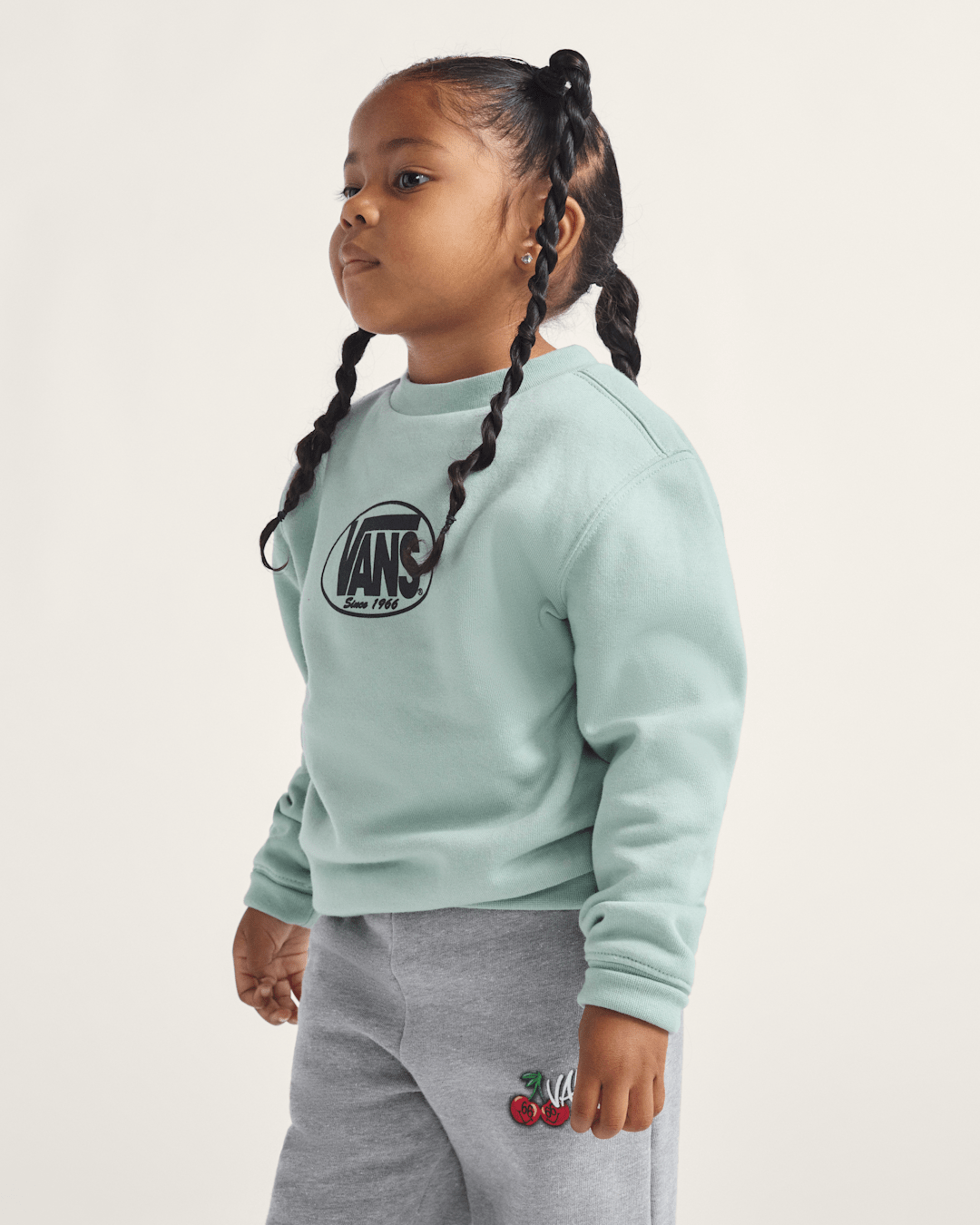 Little Kids Classic Oval Crew Sweatshirt in Grey Olive Green | Vans on sale