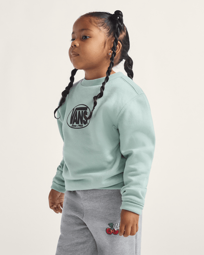 Little Kids Classic Oval Crew Sweatshirt in Grey Olive Green | Vans on sale