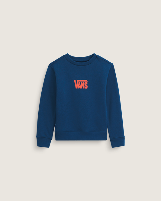 Little Kids Stretch Logo Crew Sweatshirt in Deep Indigo Blue / Flame Red | Vans online