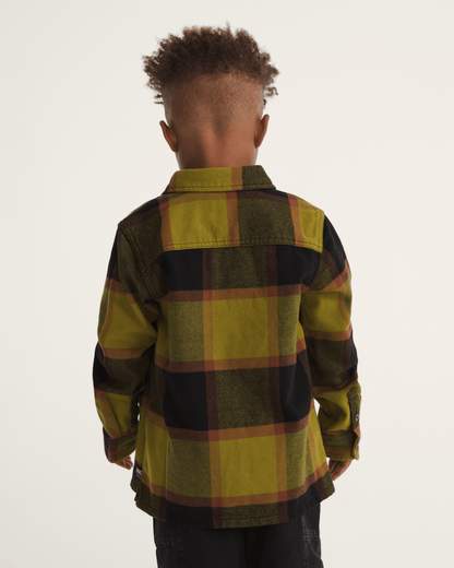 Little Kids Larkspur Plaid Flannel Shirt in Burnt Gold Yellow / Black | Vans on sale